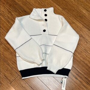 White & NavyButton-Up Sweater
